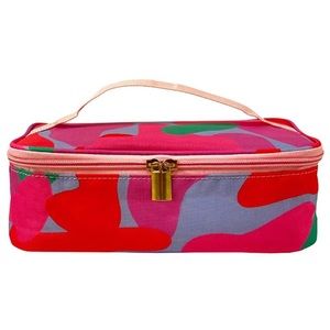 Makeup Beauty Cosmetic Train Case Bag Pink red floral extra large travel